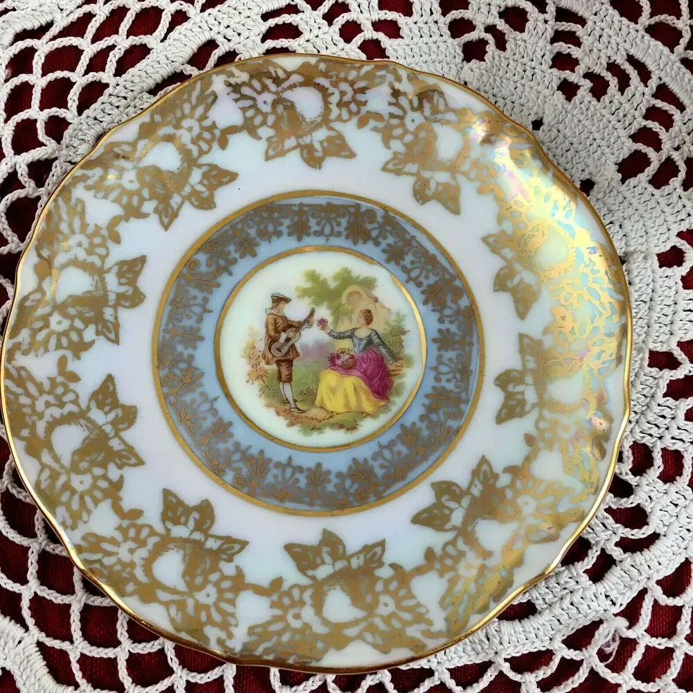 Bavaria Tirschenreuth Germany Iridescent Courting Couple Teacup - Vintage Z & Co